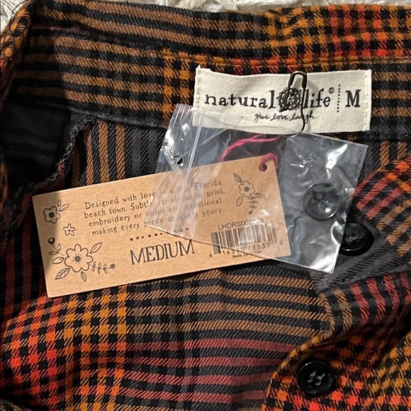 NATURAL LIFE Boho Rebecca Plaid Tiered Midi Dress with Pockets 100% Cotton - Picture 3 of 4